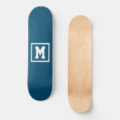Creëer Uw eigen monogram Sjabloon Blauw en Wit Persoonlijk Skateboard (Voorkant)