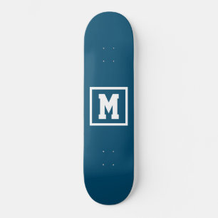 Creëer Uw eigen monogram Sjabloon Blauw en Wit Persoonlijk Skateboard