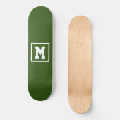 Creëer Uw eigen monogram Sjabloon Groen en Wit Persoonlijk Skateboard (Voorkant)