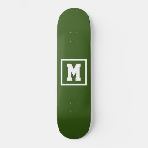 Creëer Uw eigen monogram Sjabloon Groen en Wit Persoonlijk Skateboard