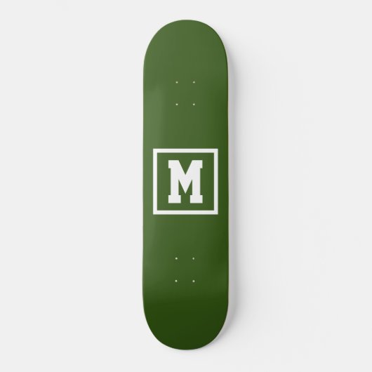 Creëer Uw eigen monogram Sjabloon Groen en Wit Persoonlijk Skateboard (Voorkant)