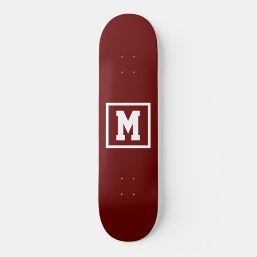 Creëer Uw eigen monogram Sjabloon Rood en Wit Persoonlijk Skateboard (Voorkant)