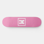 Creëer Uw eigen monogram Sjabloon Roze en Wit Persoonlijk Skateboard (Horizontaal)