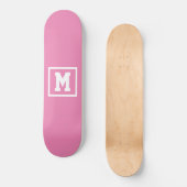Creëer Uw eigen monogram Sjabloon Roze en Wit Persoonlijk Skateboard (Voorkant)