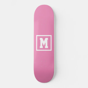 Creëer Uw eigen monogram Sjabloon Roze en Wit Persoonlijk Skateboard