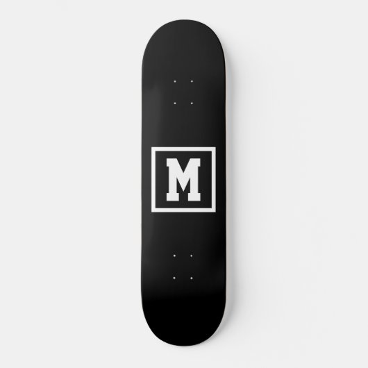 Creëer Uw eigen monogram Sjabloon zwart-wit Persoonlijk Skateboard (Voorkant)