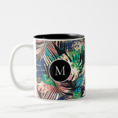 Creëer uw eigen monogram voor tropische afdrukken tweekleurige koffiemok (Links)