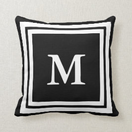 Creëer Uw eigen monogram zwart-wit Kussen