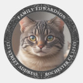 Creëer Uw eigen mooie kattenhond retouradres Ronde Sticker (Voorkant)