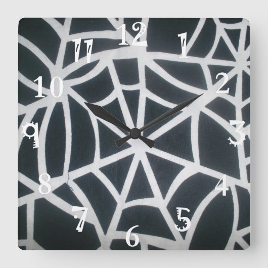 Creëer uw eigen mooie, mooie, mooie witte en zwart vierkante klok (Voorkant)