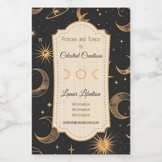 Creëer Uw eigen Moons & Planets Celestial Wijn Etiket (Enkel label)