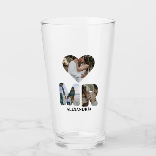 Creëer uw eigen Mr. en Mrs. Foto Matching koppels Glas (Voorkant)