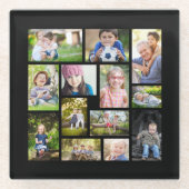 Creëer Uw eigen multi-fotocollage zwart Glazen Onderzetter (Voorkant)