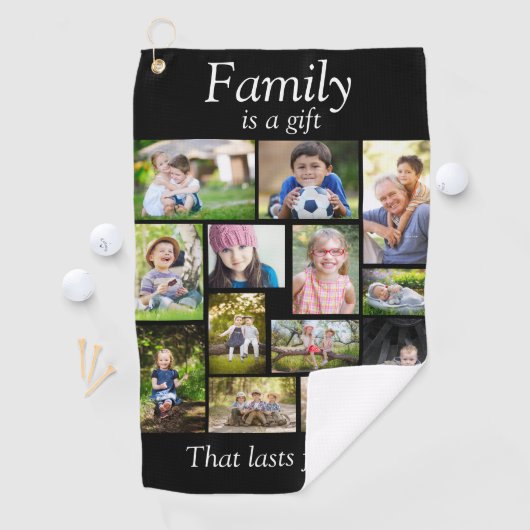 Creëer Uw eigen multi-fotocollage zwart Golfhanddoek (Insitu)