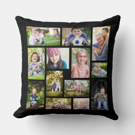 Creëer Uw eigen Multi Photo Collage Black White Kussen (Voorkant)