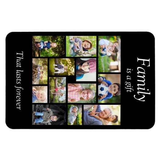 Creëer Uw eigen Multi Photo Collage Black White Magneet (Horizontaal)