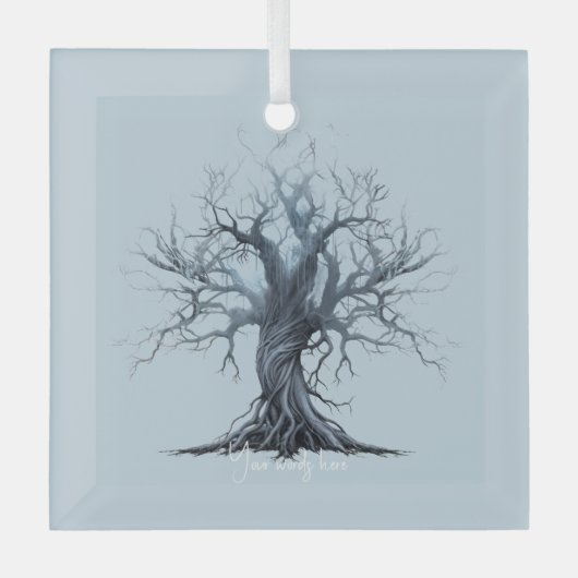 Creëer Uw eigen Mystical Blue Tree Glas Ornament (Voorkant)