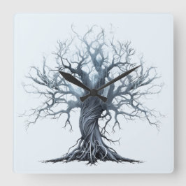 Creëer Uw eigen Mystical Blue Tree Vierkante Klok