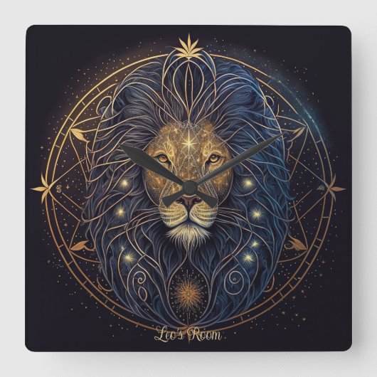 Creëer Uw eigen mystieke Astrologie Leo Zodiac Vierkante Klok (Voorkant)