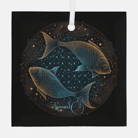 Creëer Uw eigen mystieke Astrologie Vissen Dierenr Glas Ornament (Achterkant)
