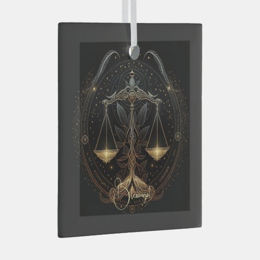 Creëer Uw eigen mystieke Astrologie Weegschaal Zod Glas Ornament (Voorkant Rechts)