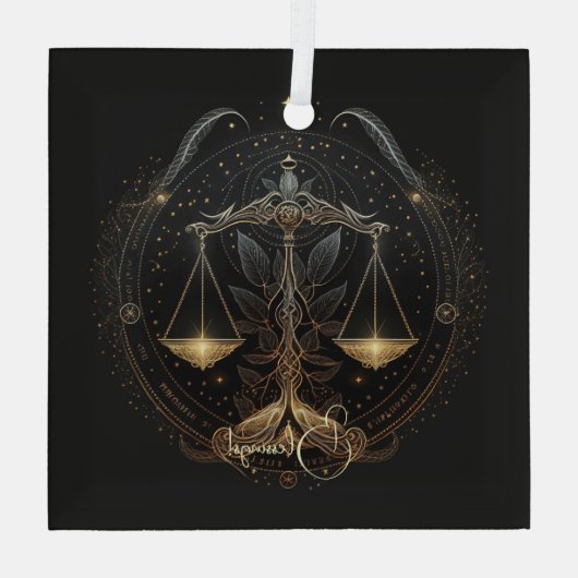 Creëer Uw eigen mystieke Astrologie Weegschaal Zod Glas Ornament (Achterkant)