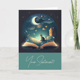 Creëer Uw eigen mystieke Black Cat & Grimoire Feestdagen Kaart