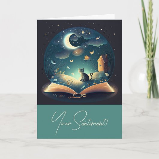 Creëer Uw eigen mystieke Black Cat & Grimoire Feestdagen Kaart (Voorkant)