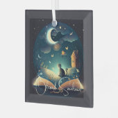 Creëer Uw eigen mystieke Black Cat & Grimoire Glas Ornament (Voorkant links)