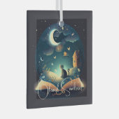 Creëer Uw eigen mystieke Black Cat & Grimoire Glas Ornament (Voorkant Rechts)