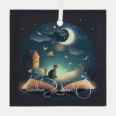 Creëer Uw eigen mystieke Black Cat & Grimoire Glas Ornament (Achterkant)