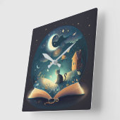 Creëer Uw eigen mystieke Black Cat & Grimoire Vierkante Klok (Hoek)