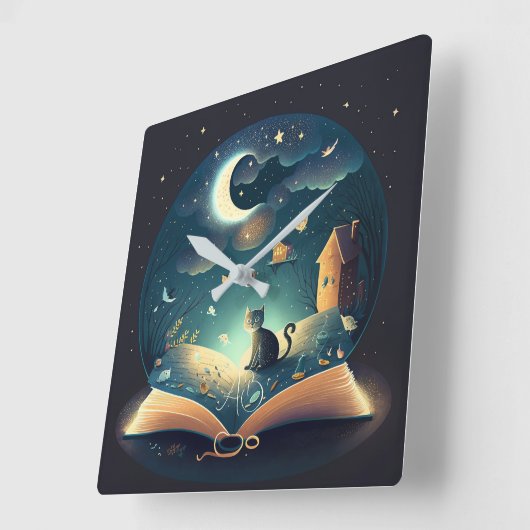 Creëer Uw eigen mystieke Black Cat & Grimoire Vierkante Klok (Hoek)