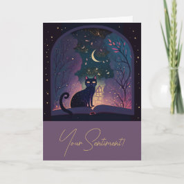 Creëer Uw eigen mystieke Black Cat Magic Window Feestdagen Kaart