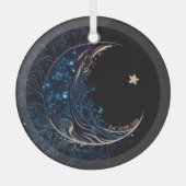 Creëer Uw eigen Mystieke Blauwe & Gouden Maan Glas Ornament (Voorkant)