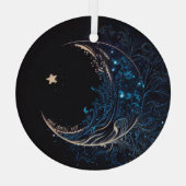Creëer Uw eigen Mystieke Blauwe & Gouden Maan Glas Ornament (Achterkant)