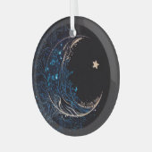 Creëer Uw eigen Mystieke Blauwe & Gouden Maan Glas Ornament (Voorkant links)