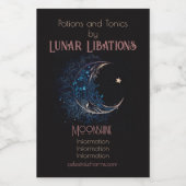 Creëer Uw eigen Mystieke Blauwe & Gouden Maan Wijn Etiket (Enkel label)