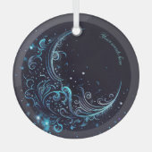 Creëer Uw eigen mystieke Blauwe & Zilveren Maan Glas Ornament (Voorkant)