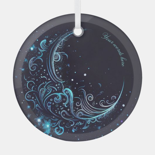 Creëer Uw eigen mystieke Blauwe & Zilveren Maan Glas Ornament (Voorkant)