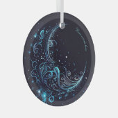 Creëer Uw eigen mystieke Blauwe & Zilveren Maan Glas Ornament (Voorkant Rechts)