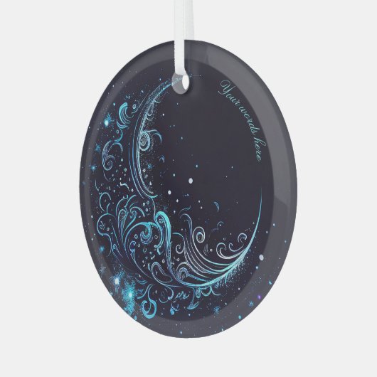 Creëer Uw eigen mystieke Blauwe & Zilveren Maan Glas Ornament (Voorkant links)