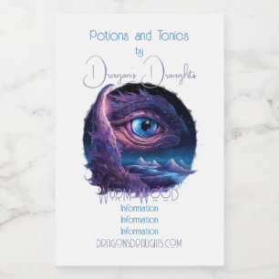 Creëer Uw eigen mystieke Drakenoog Voedselcontainer Etiket