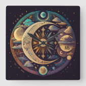 Creëer Uw eigen mystieke Halve Maan & Planeten Vierkante Klok (Voorkant)