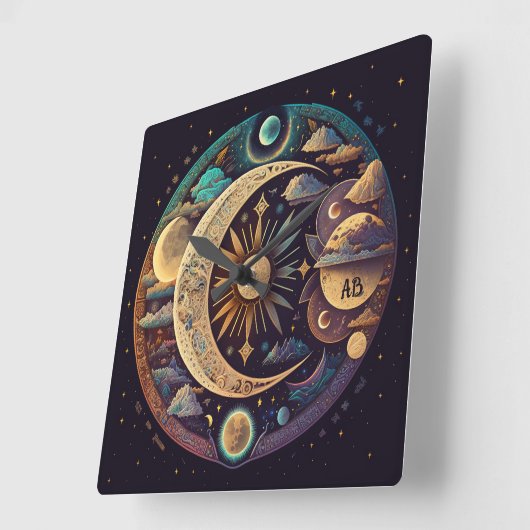 Creëer Uw eigen mystieke Halve Maan & Planeten Vierkante Klok (Hoek)