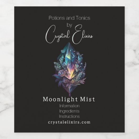 Creëer Uw eigen mystieke kristallen apotheeklabel Wijn Etiket (Enkel label)