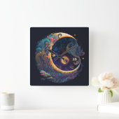 Creëer Uw eigen mystieke Zeemeermin Moon Vierkante Klok (Huis)