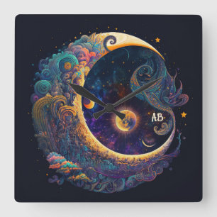 Creëer Uw eigen mystieke Zeemeermin Moon Vierkante Klok