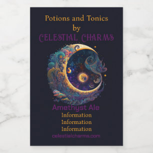 Creëer Uw eigen mystieke Zeemeermin Moon Wijn Etiket