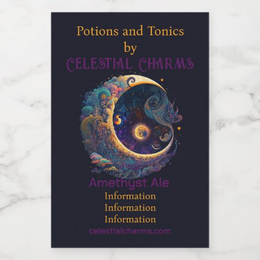 Creëer Uw eigen mystieke Zeemeermin Moon Wijn Etiket (Enkel label)